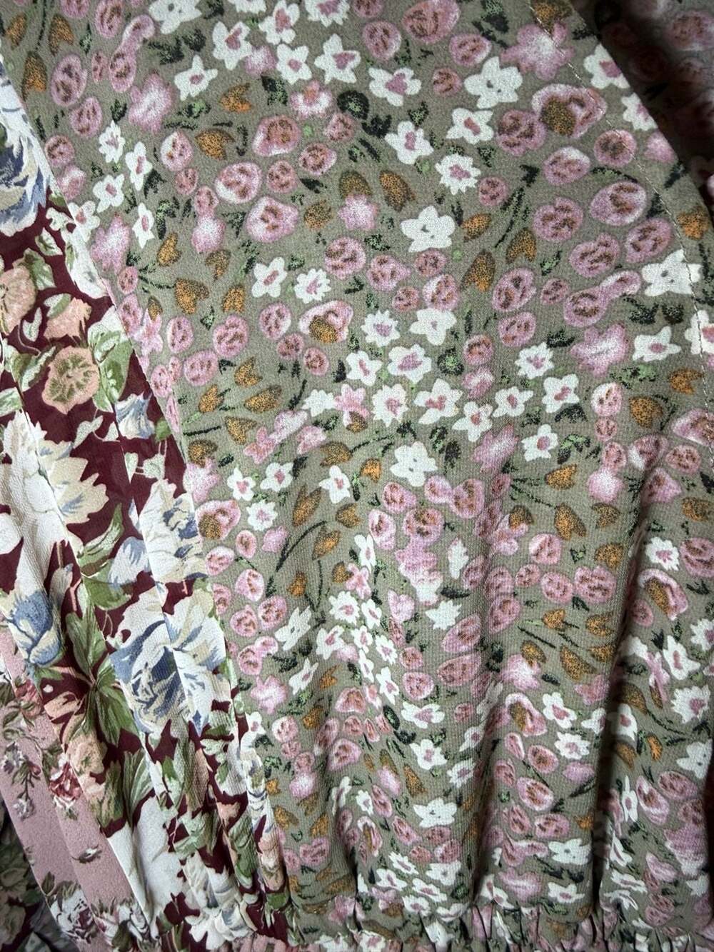 Gigio Dusty Rose Boho Floral Tiered Ruffle Dress - Picture 3 of 5